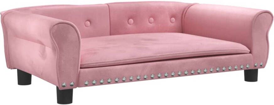 The Living Store Hondenbed Roze Fluweel 95 x 55 x 30 cm Schuimvulling