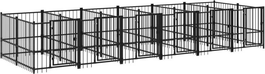 The Living Store Hondenhok A-Kennel 582x193.5x100 cm Veilig en Comfortabel Stalen Stangen Stevige Constructie