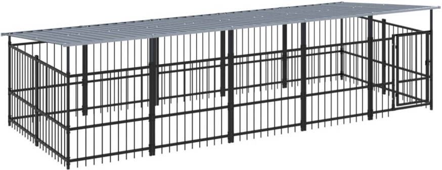 The Living Store Hondenhok All-in-One Hondenkennel 491x198x128 cm Stalen stangen Stevige constructie