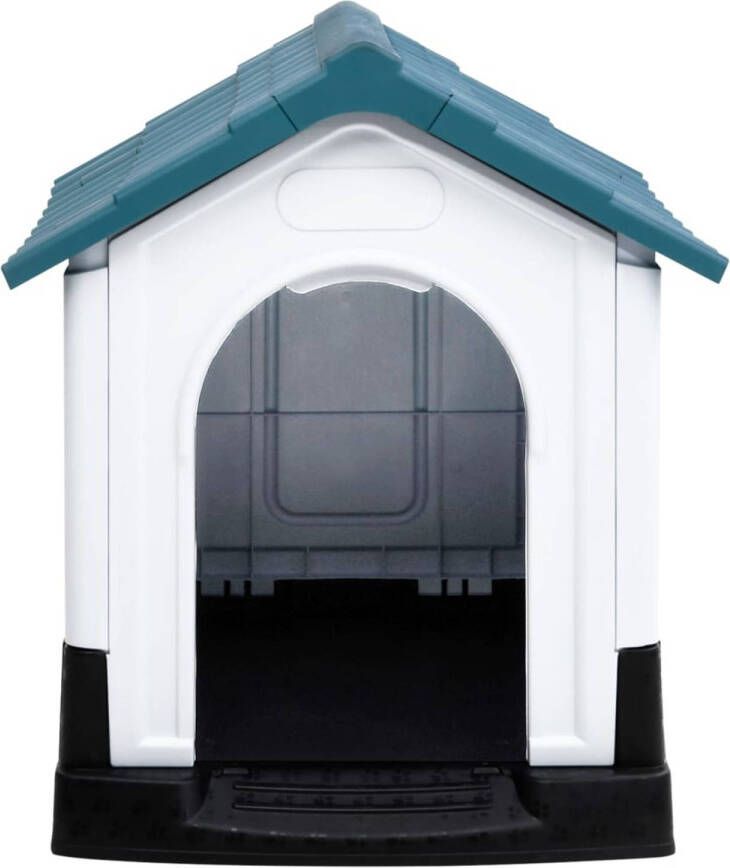 The Living Store Hondenhok Duurzaam PP Goede ventilatie Praktisch dak Verhoogde vloer Blauw Wit Zwart