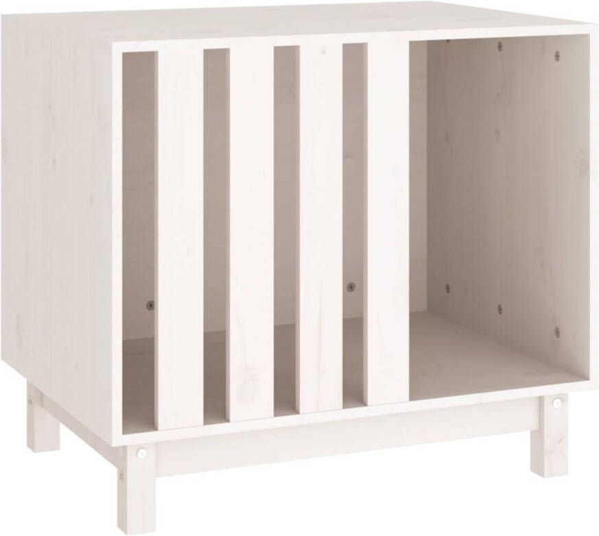 The Living Store Hondenhok Grenenhouten Hondenbed 70 x 50 x 62 cm Wit