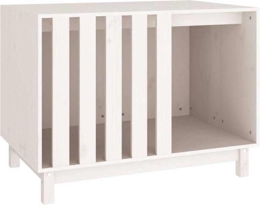 The Living Store Hondenhok Grenenhouten Hondenbed 90x60x67 cm Wit