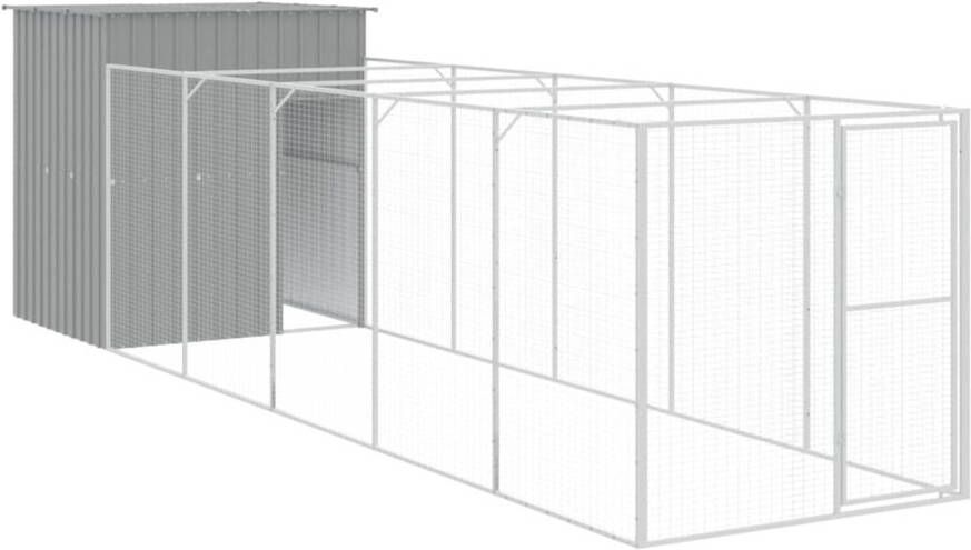 The Living Store Hondenhok met verlengde ren 165 x 659 x 181 cm Lichtgrijs gegalvaniseerd staal