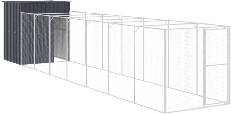 The Living Store Hondenhok met Verlengde Ren 165 x 863 x 181 cm Gegalvaniseerd Staal