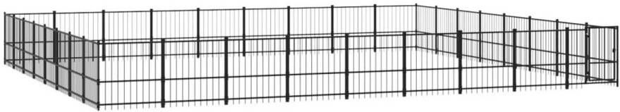 The Living Store Hondenhok Stalen Hondenkennel 873x776x100 cm Zwart