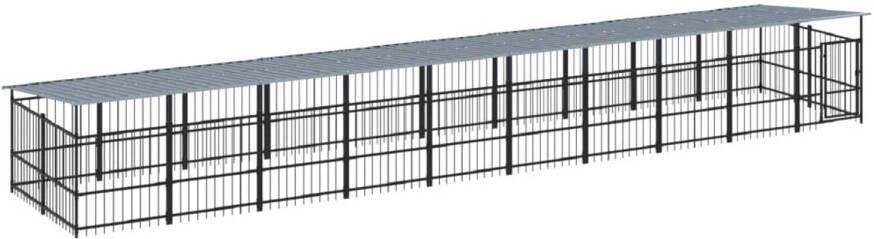 The Living Store Hondenhok Stalen Hondenkennel 976 x 198 x 128 cm Kleur- Zwart