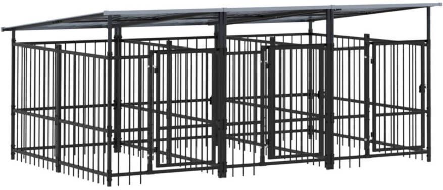 The Living Store Hondenhok XL Hondenkennel 297x198x128 cm Zwart