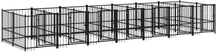 The Living Store Hondenhok XL Stalen hondenkennel 679x193.5x100 cm Veilig en Comfortabel voor je Puppy