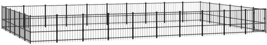 The Living Store Hondenhok XXL Hondenkennel 970x582x100 cm Stalen stangen Stevige constructie Zwarte