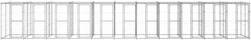 The Living Store Hondenkennel Gegalvaniseerd staal 1.210 x 220 x 180 cm (LxBxH) Met dak en deuren