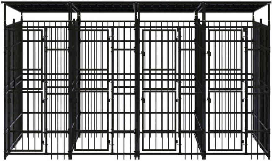 The Living Store Hondenkennel Stalen stangen 391x200x228 cm Zwart