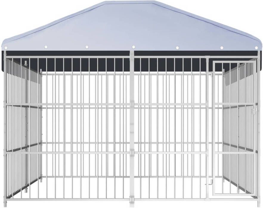 The Living Store Hondenkennel Vaste Stalen Constructie 300x300x185 200 cm Met Luifel