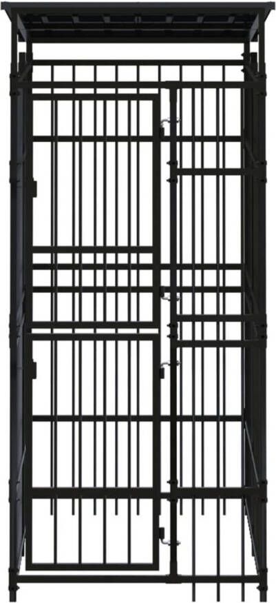 The Living Store Hondenkennel Zwart Gepoedercoat Staal 103 x 200 x 228 cm Afsluitbaar Montage Vereist