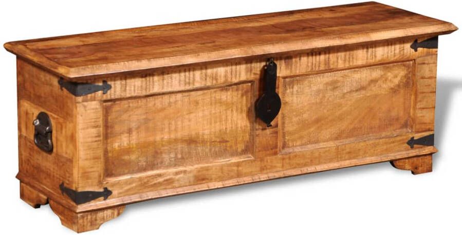 The Living Store Houten opbergkist 110 x 35 x 40 cm Ruw mangohout