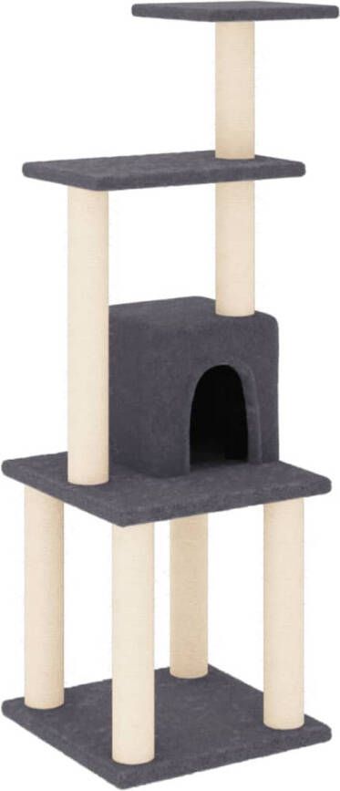 The Living Store Kattenkrabpaal Donkergrijs 35 x 35 x 105 cm Hout Pluche Sisal