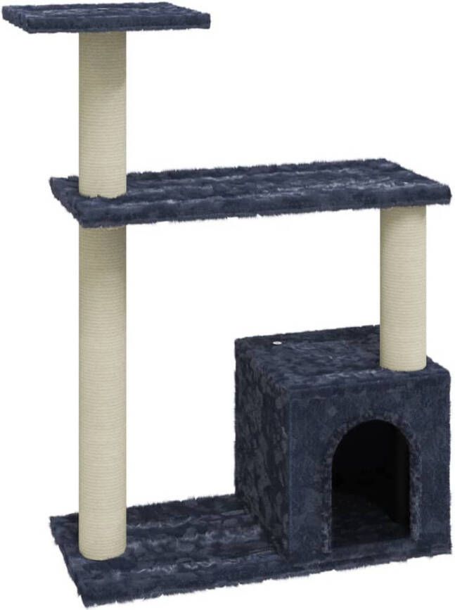 The Living Store Kattenmeubel donkergrijs 54 x 22 x 70 cm huisje krabpalen en platformen