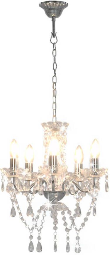 The Living Store Kroonluchter Transparant zilver 38 x 42 cm E14 Met 5 fittingen