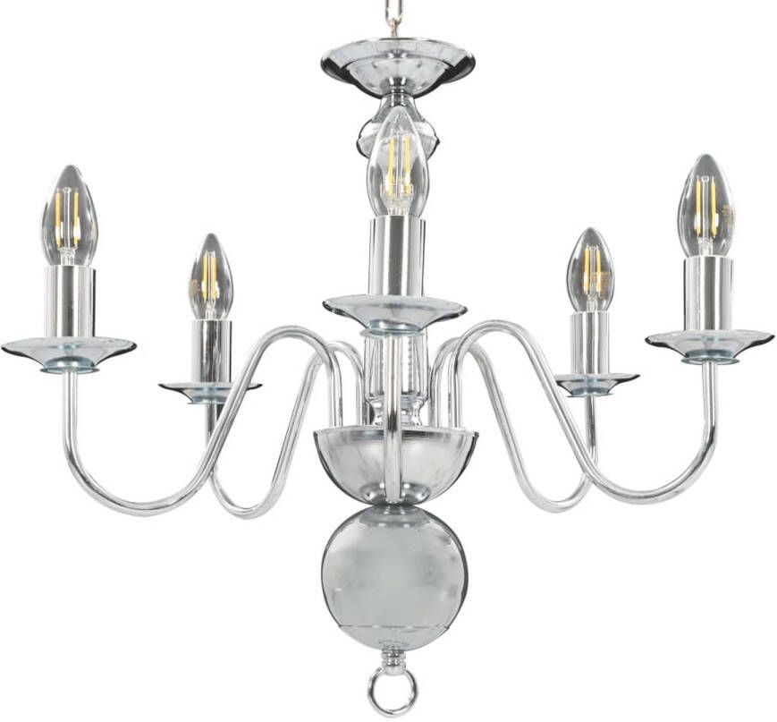 The Living Store Kroonluchter Vintage Hanglamp 50 x 45 cm Zilver Ø x H- 220-240V E14 fitting
