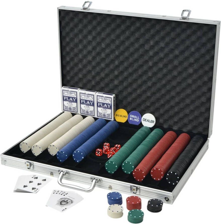 The Living Store Pokerkoffer Inclusief 1000 chips Meerkleurig 53 x 37 x 6.7 cm