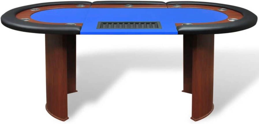 The Living Store Pokertafel Blauw 208 x 107 x 81 cm Geschikt voor max 10 spelers