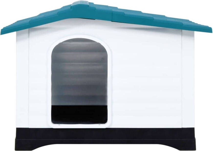 The Living Store PP Hondenhok Duurzaam Goede ventilatie Praktisch dak Verhoogde vloer Blauw wit zwart