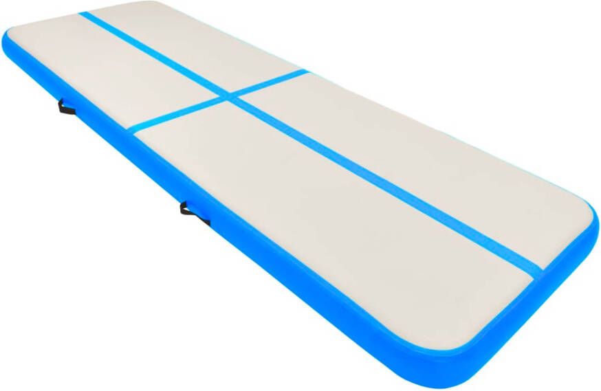 The Living Store Sportmat Opblaasbaar 500x100x20 cm Grijs en blauw Hoge-dichtheid PVC