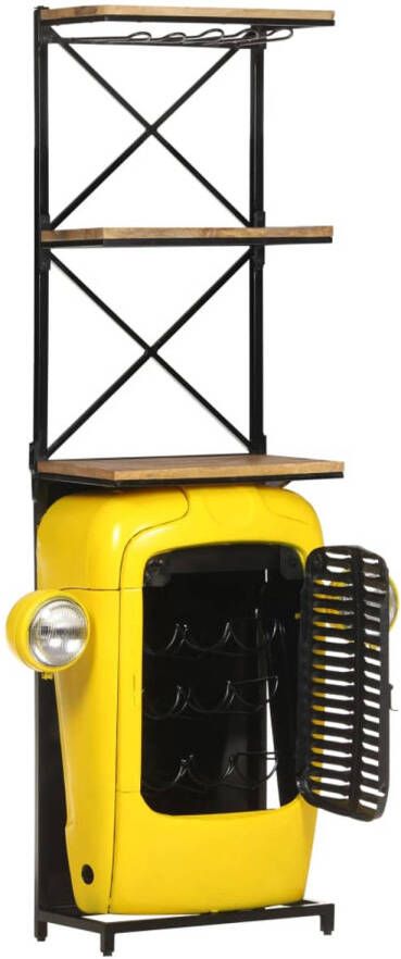 The Living Store Tractorkast Wijnkast Massief mangohout 49x31x172cm Geel