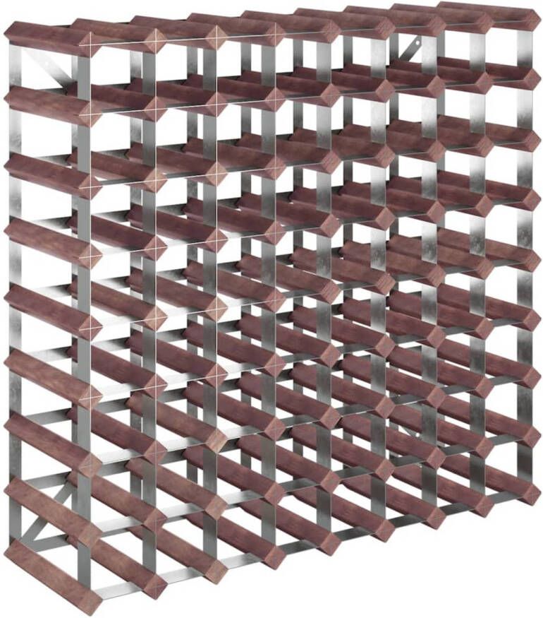 The Living Store Wijnrek voor 72 flessen massief grenenhout bruin Wijnrek