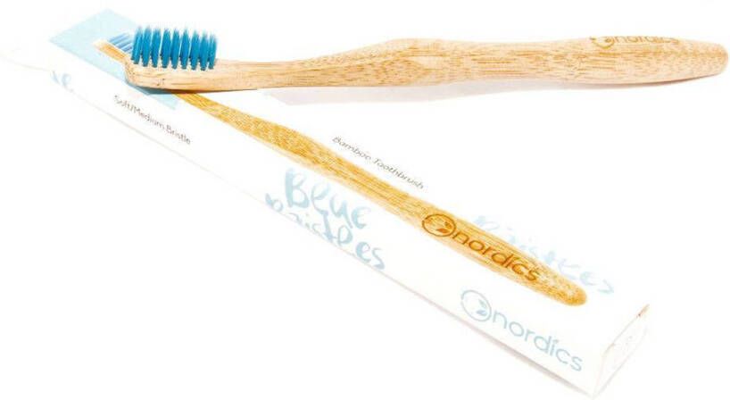 The Senses Nordics tandenborstel 23 cm bamboe nylon bruin blauw