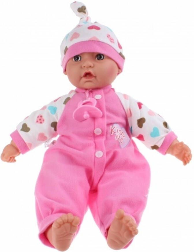 Toi-Toys babypop Baby Cute 40 cm 3-delig hartjes roze