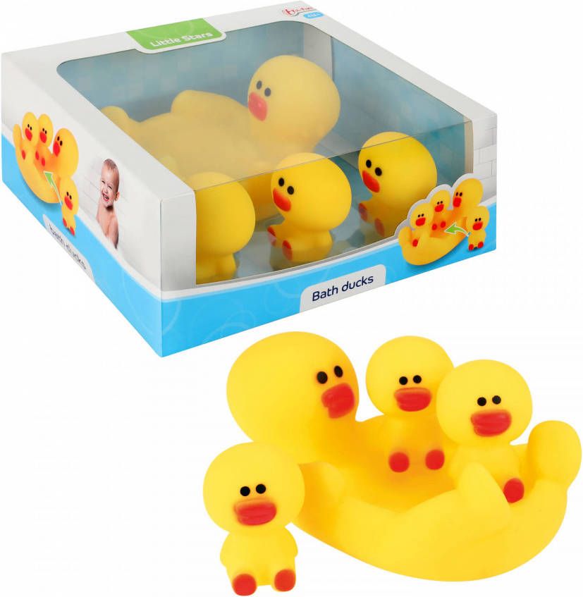 ToiYoys Toi-toys Badspeelgoed Bath Ducks Junior Vinyl Geel 4-delig