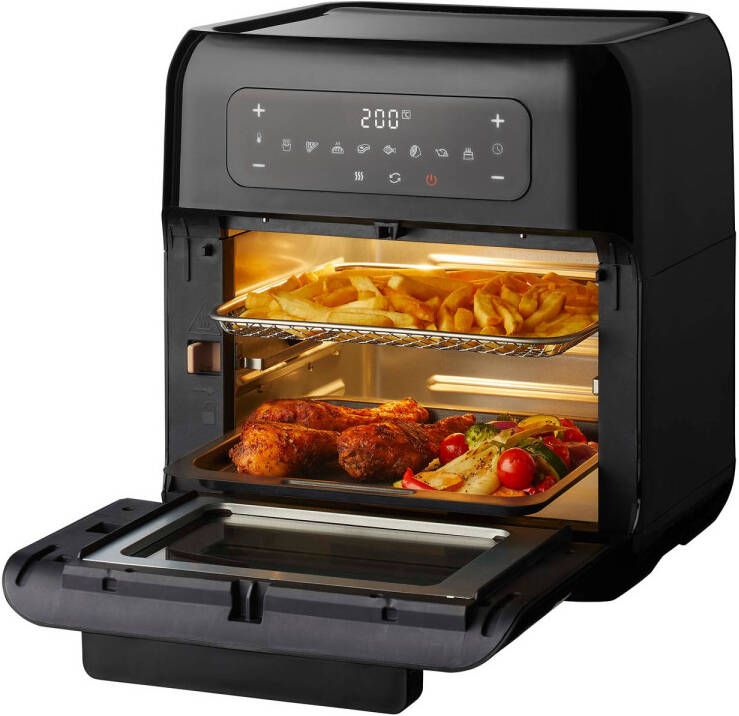 Tomado TAF1201B Airfryer oven Hetelucht friteuse 12 liter 8 programma&apos;s 40 tot 210°C 1500 watt Zwart