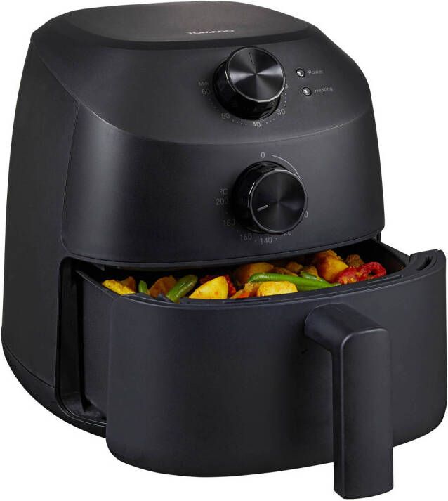 Tomado TAF2001B Mini Airfryer 2 liter inhoud Voor 1 of 2 personen Kleine Heteluchtfriteuse Zwart