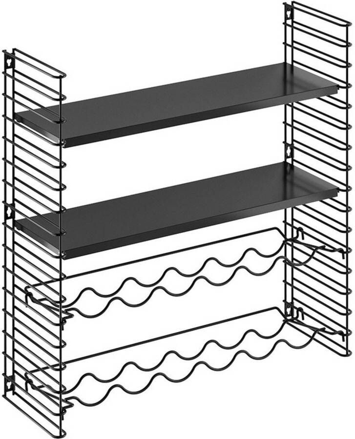 Tomado Wandrek 70x21x68cm Incl. 2 wijnrekken voor 12 flessen Zwart