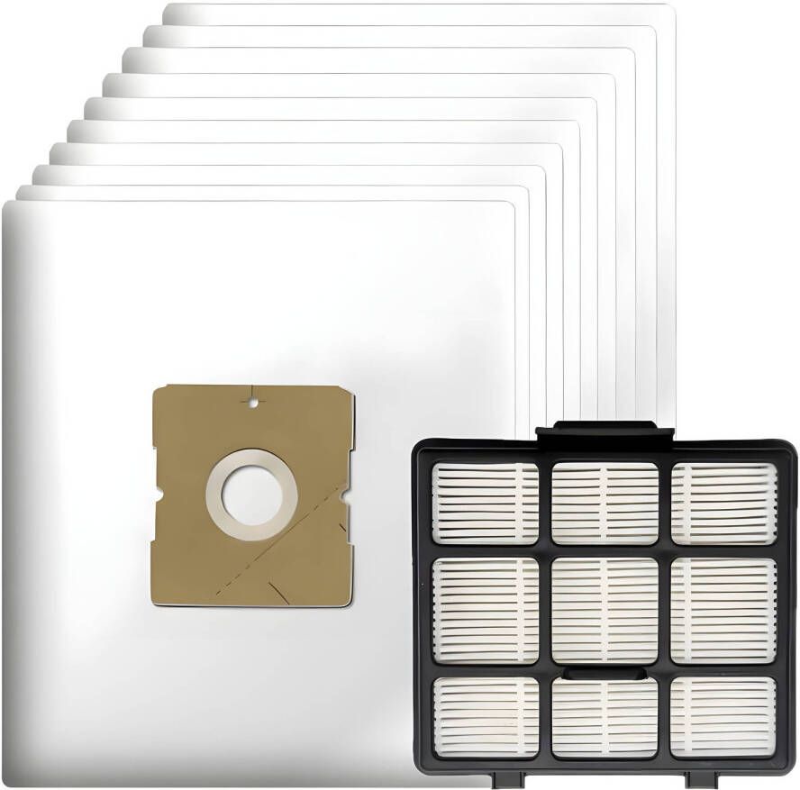 TotalReplace 10x Stofzuigerzakken en 1x HEPA Filter geschikt voor Inventum ST207 ST306 ST307 ST308 stofzuigers Vervanging stofzakke