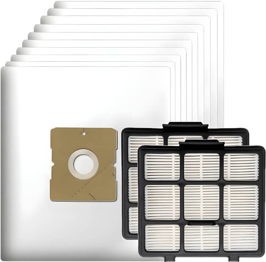TotalReplace 10x Stofzuigerzakken en 2x HEPA filter geschikt voor Inventum ST207 ST306 ST307 ST308 stofzuigers Vervanging stofzakke