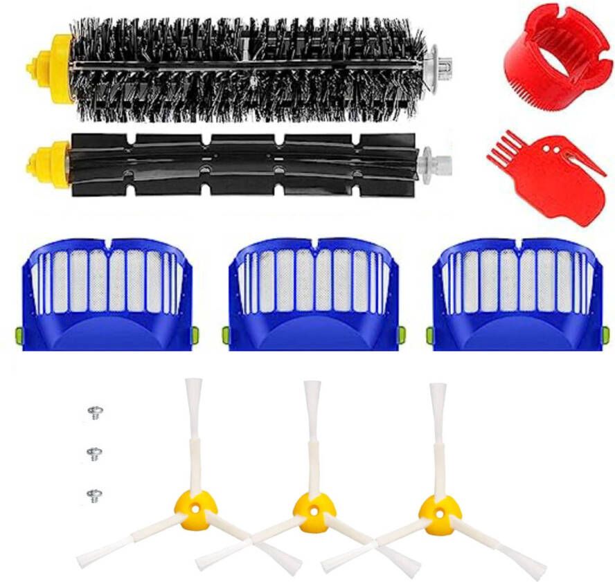 TotalReplace Filter en borstel set compatibel met iRobot Roomba 600 series 605 615 616 620 621 630 635 650 652 660 665 671 680 690 69