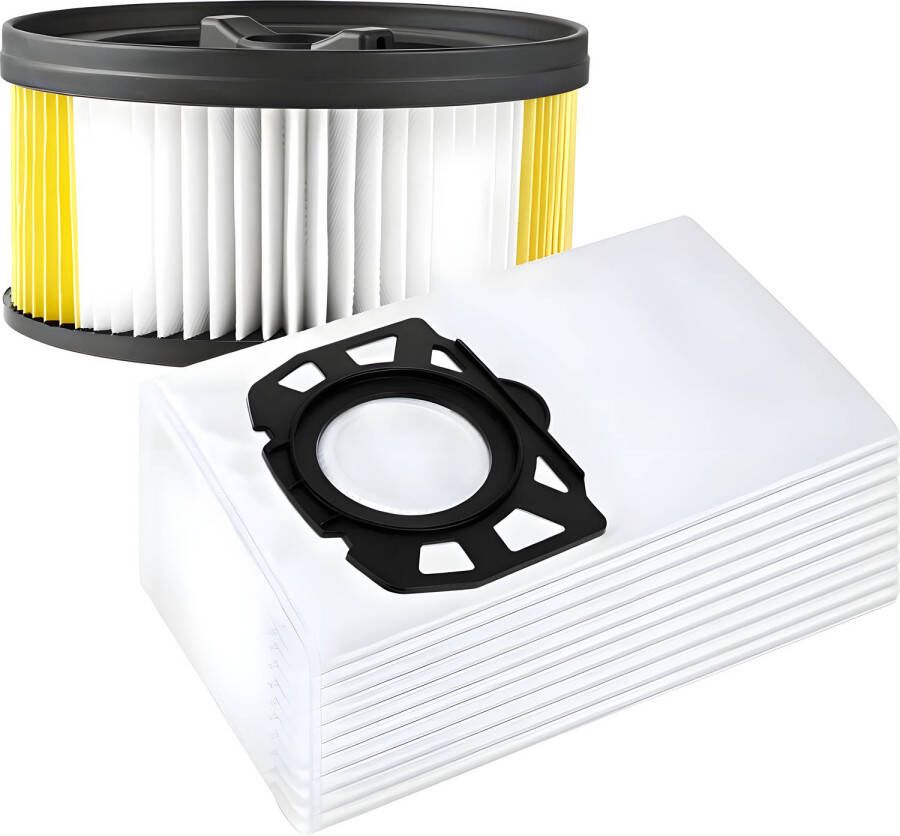 TotalReplace Stofzuigerzakken en patroonfilter set geschikt voor Karcher WD4 WD5 WD4000 5999 vervangt 6.414-960.