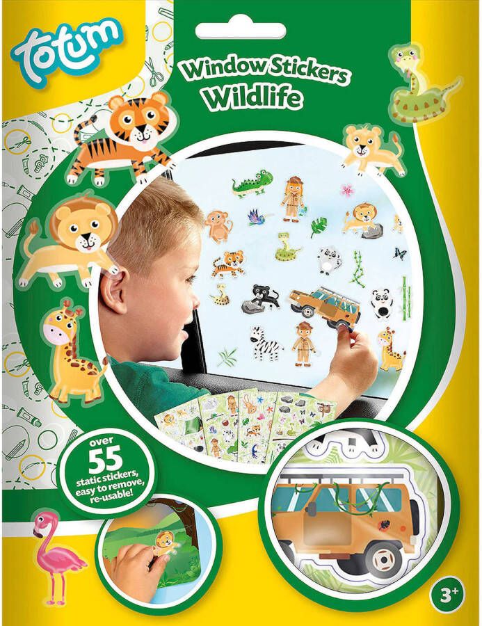 Totum A Auto raamstickers 55 stuks jungle wildlife thema voor kinderenA Raamstickers