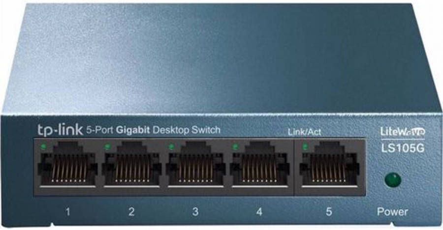TP-Link Desktop Switch 5 Poorten 10 100 1000 Mbps Ls105g Blauw