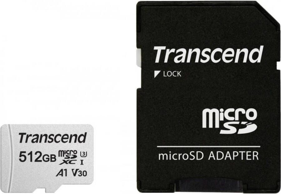 Transcend TS512GUSD300S-A 300S microSD w adapter microSDXC SDHC 512GB UHS-I U3 A1
