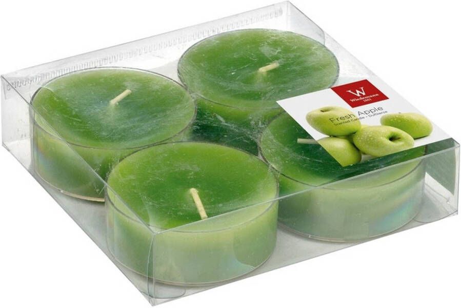 Trend Candles 24x Maxi geurtheelichtjes appel groen 8 branduren Geurkaarsen appelgeur Grote waxinelichtjes