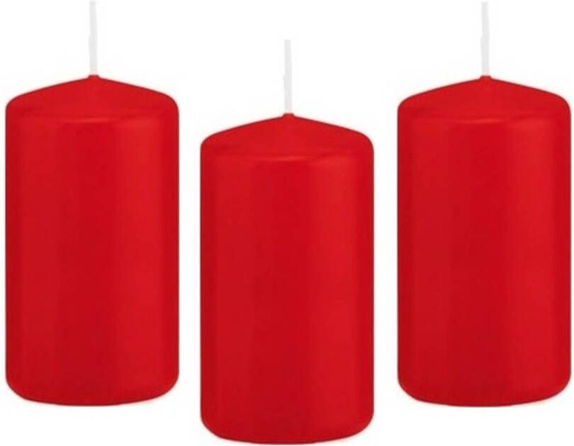 Trend Candles 8x Rode cilinderkaars stompkaars 5 x 10 cm 23 branduren Geurloze kaarsen Woondecoraties