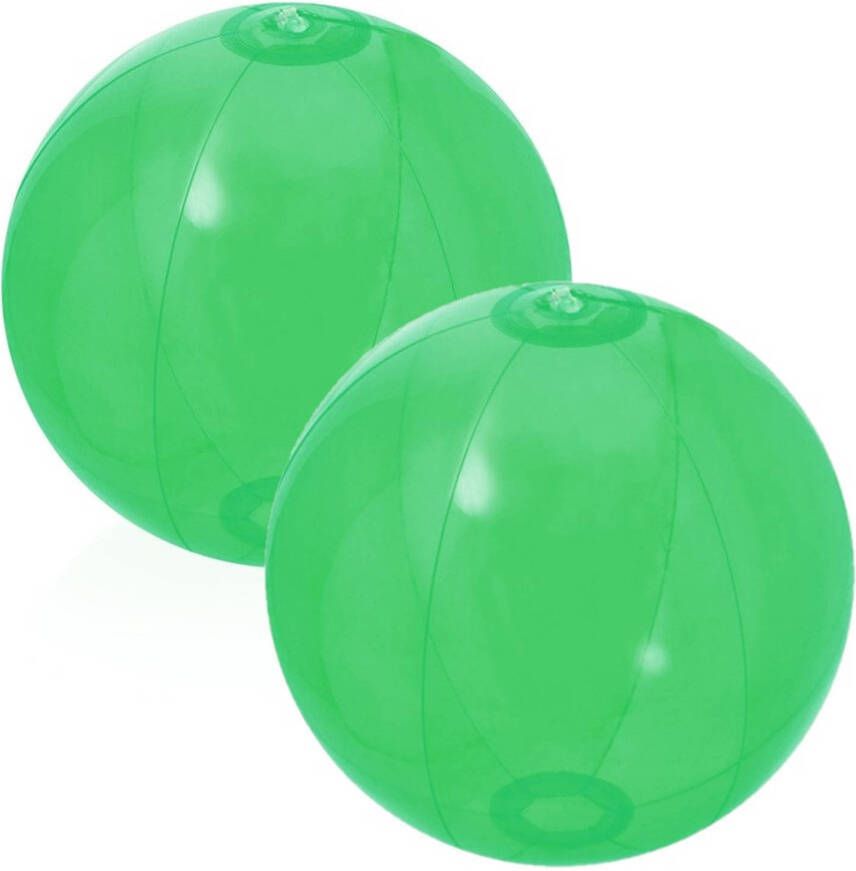 Merkloos 2x stuks opblaasbare strandballen Beach fun plastic groen 28 cm Strandballen