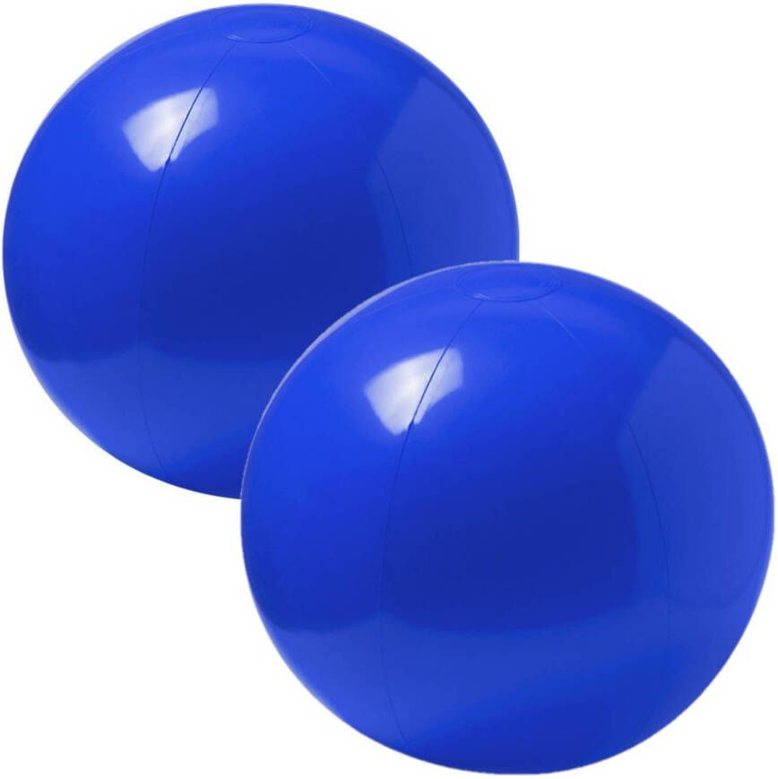 Merkloos 2x stuks opblaasbare strandballen extra groot plastic blauw 40 cm Strandballen