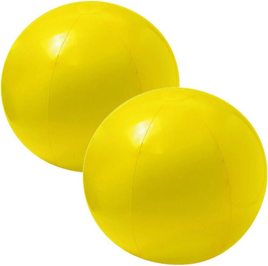 Merkloos 2x stuks opblaasbare strandballen extra groot plastic geel 40 cm Strandballen