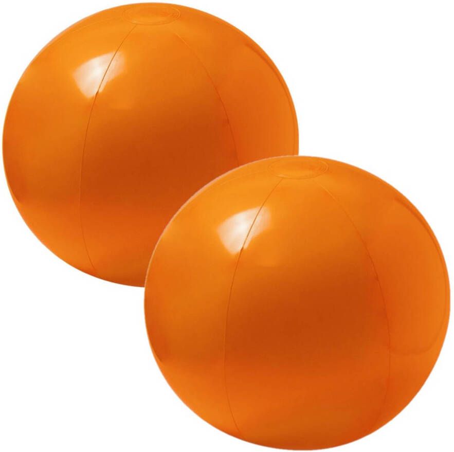 Merkloos 2x stuks opblaasbare strandballen extra groot plastic oranje 40 cm Strandballen