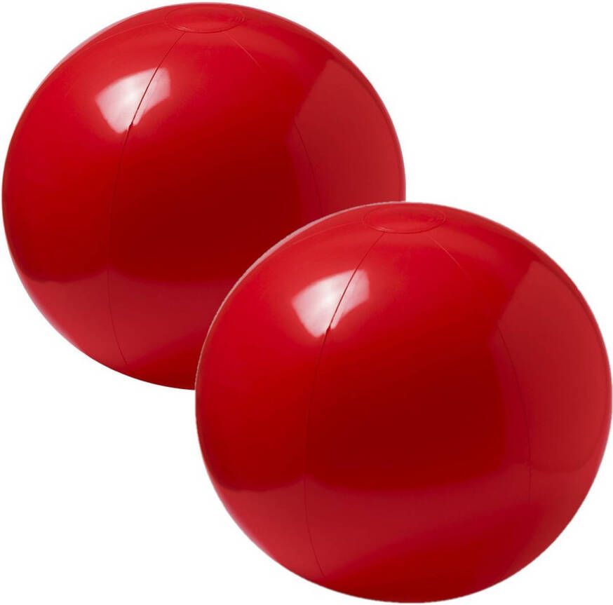 Merkloos 2x stuks opblaasbare strandballen extra groot plastic rood 40 cm Strandballen