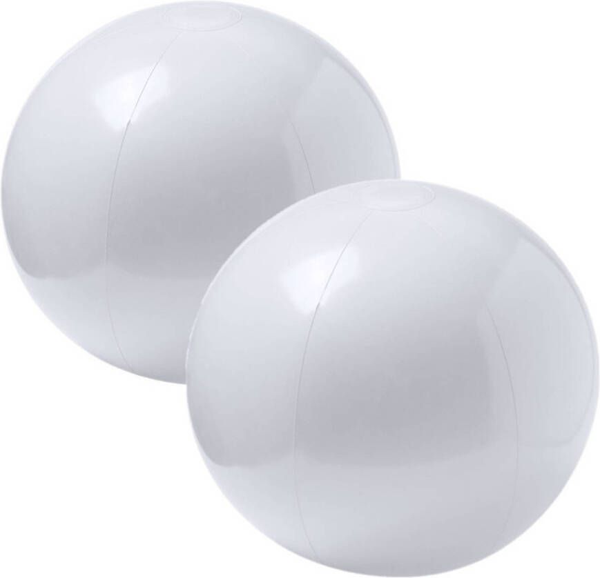 Merkloos 2x stuks opblaasbare strandballen extra groot plastic wit 40 cm Strandballen