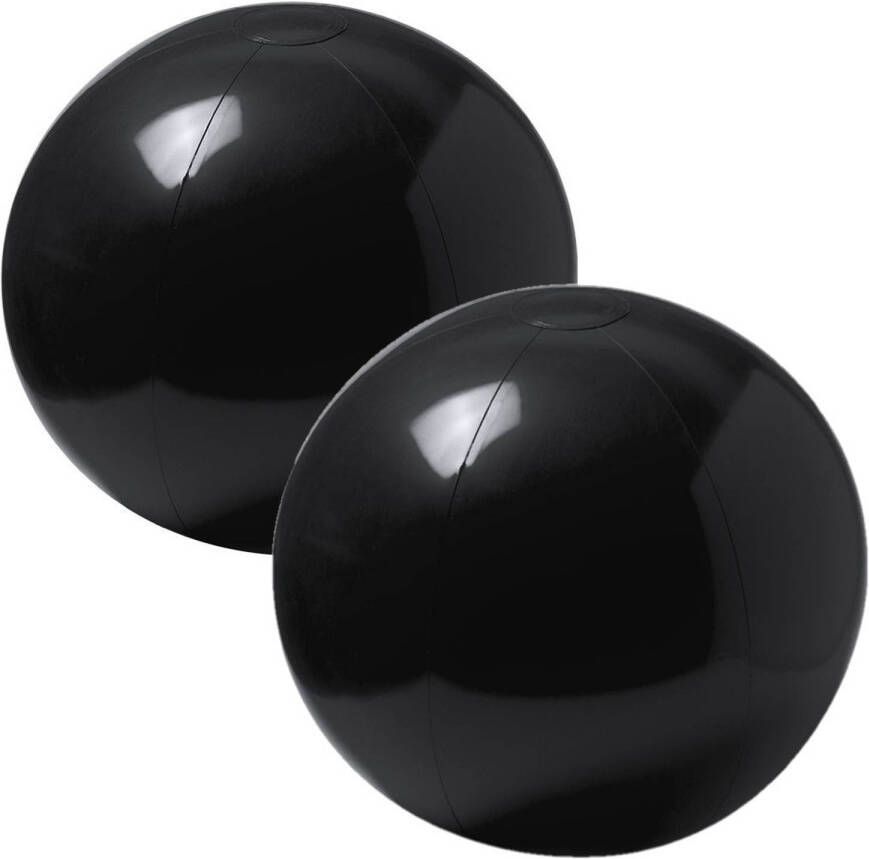 Merkloos 2x stuks opblaasbare strandballen extra groot plastic zwart 40 cm Strandballen